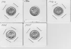 MERCURY DIME LOT OF 5 SILVER DIMES