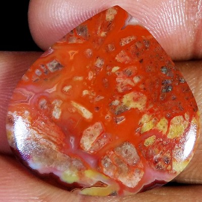 Natürlich Verrückte Spitze Achat Birne Cabochon Lose Edelstein 22.50 Cts. (