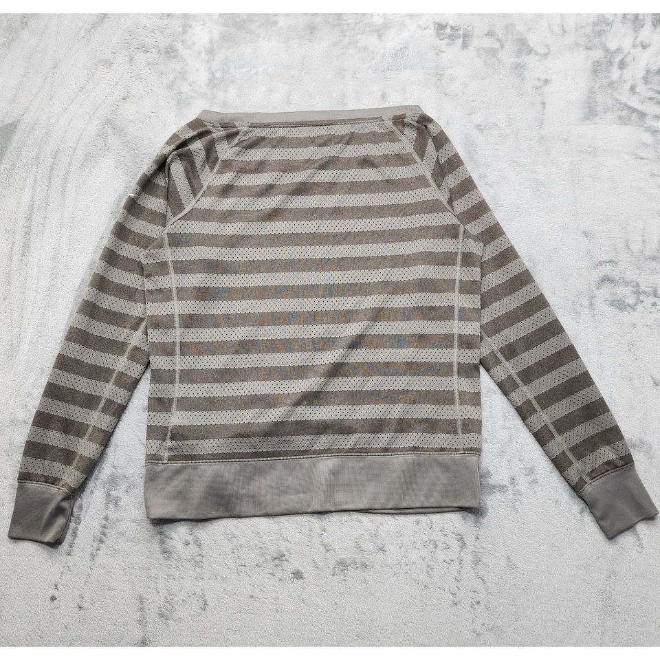 Camiseta deportiva Nike Top para mujer M gris a rayas malla manga larga Dri Fit entrenamiento atlético Foto 4 de 4