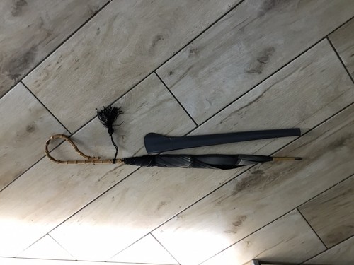 Sombrilla Borough vintage de los años 60 para damas con mango de bambú curvado doble Whangee - Imagen 9 de 11