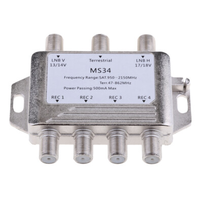 3X4 Multi Switch LNB   FTA 4 Output Combiner LNBF Dish MS34 Silber