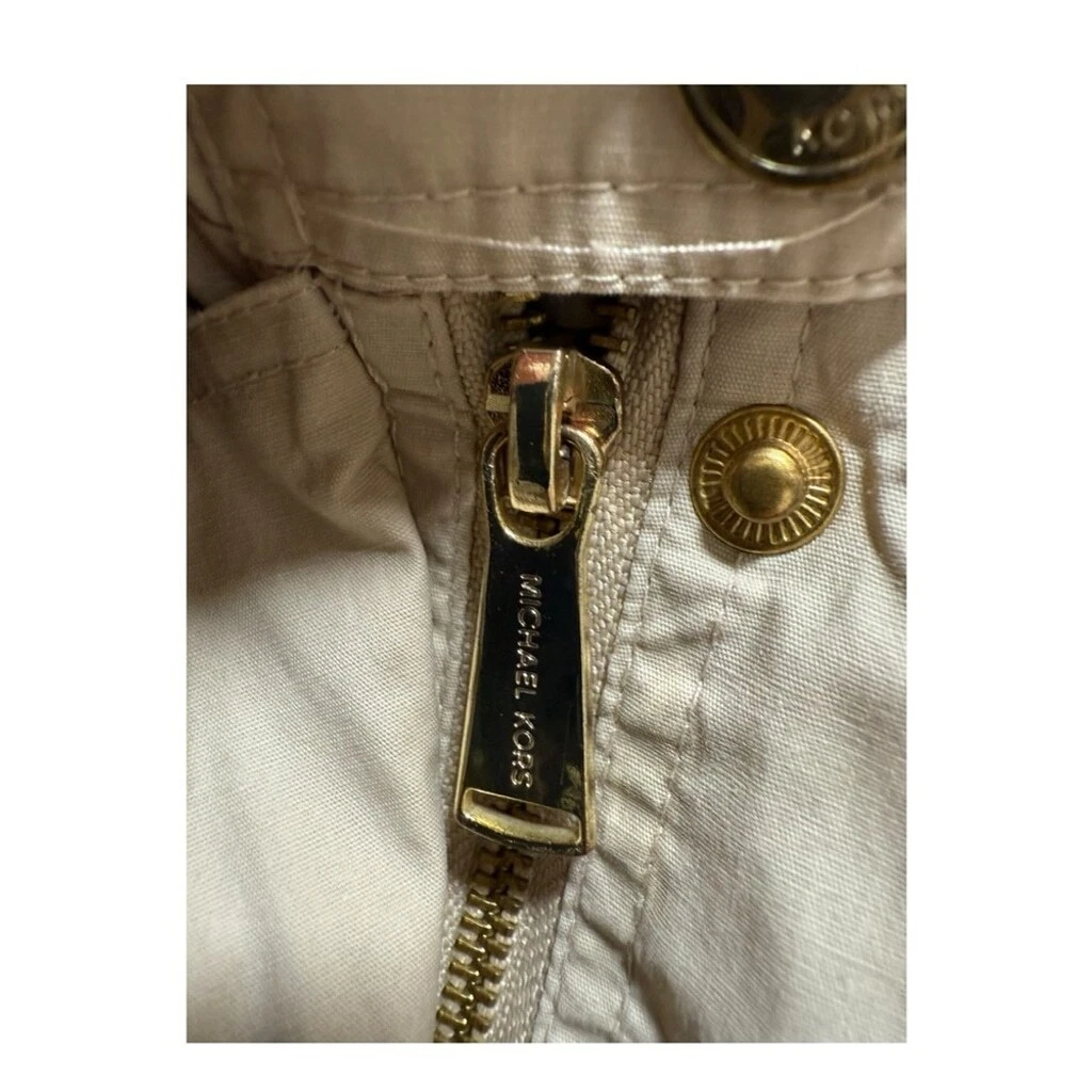 Giacca utility Michael Kors taglia XL panna con scollo a colletto e cappuccio nascosto