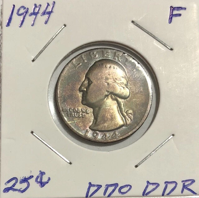1944 P 25 Cents U.S Silver Washington Quarter Coin F+ Mint ￼Error DDO DDR Rare - Image 4 of 4