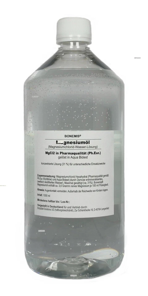 BONEMIS Magnesiumöl aus MgCl2 (Ph.Eur.) und Aqua Bidest (Osmosewasser), 1000 ml