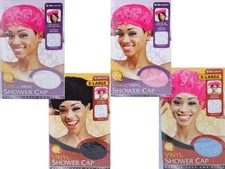 1 Piece Waterproof Shower Cap Vinyl Large or X-Large with Elastic Band 4 Colors