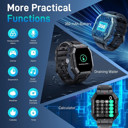 Smart Watch Fitness Tracker for Motorola Moto G 5G (2022) - HD Tactical 1.85in - Picture 5 of 8