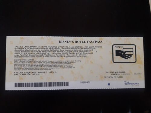 Disney Disneyland FASTPASS Hotel DISNEYLAND HOTEL TTB Pass - Picture 1 of 1