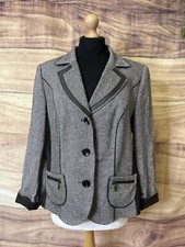 Bnwt Gerry Weber Wool Mix Blazer/jacket, Brown/tweed, Size Uk18