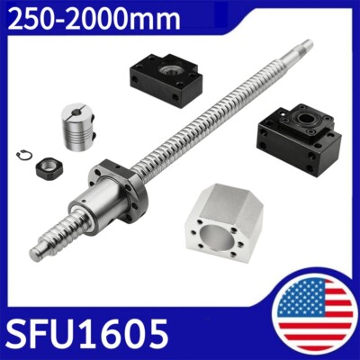 GooEquip SFU1605 750mm kogelomloopspindel Antibacklash kogelomloopspindel speelvrij zonder eindsteun 750mm Rolled Ballscrew voor CNC