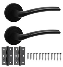Matt Black Door Handle Lever Handles On Round Rose Internal Hinges
