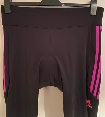 NWT** Black/Pink Adidas Padded Cycling Leggings, Size XL (20/22
