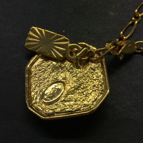 Yves Saint Laurent YSL Logo Rhinestone Gold Tone Pendant Necklace/2BC0576 - Imagen 7 de 8
