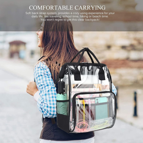 Heavy Duty Clear Backpack for Men Women, School Bag Bookbag PVC Plastic Transpar - Picture 5 of 12