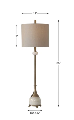 NATANIA MODERN XXL 35" BUFFET TABLE LAMP POLISHED MARBLE AGED BRASS 29687 - Picture 5 of 5