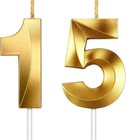 Birthday Candle Gold Number 15 BIG 13cm 15th Party Cake Decoration Anniversary