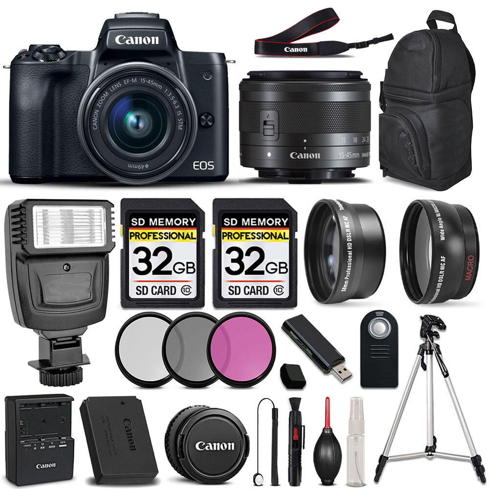 Canon EOS M50 II Mirrorless DSLR Camera + 15-45mm STM LENS +
