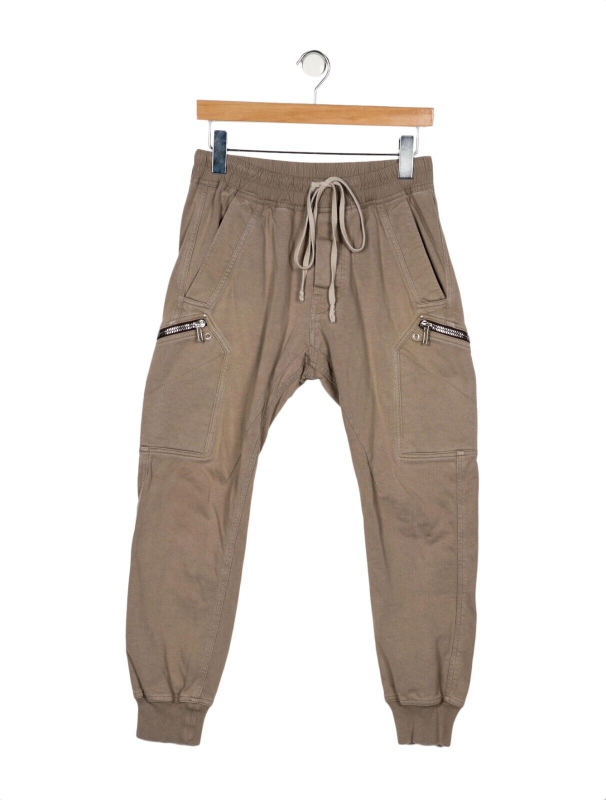 Rick Owens Mainline Performa (FW20) Cropped Cargo Sweatpants (Dirt/Beige,  Sz 31)