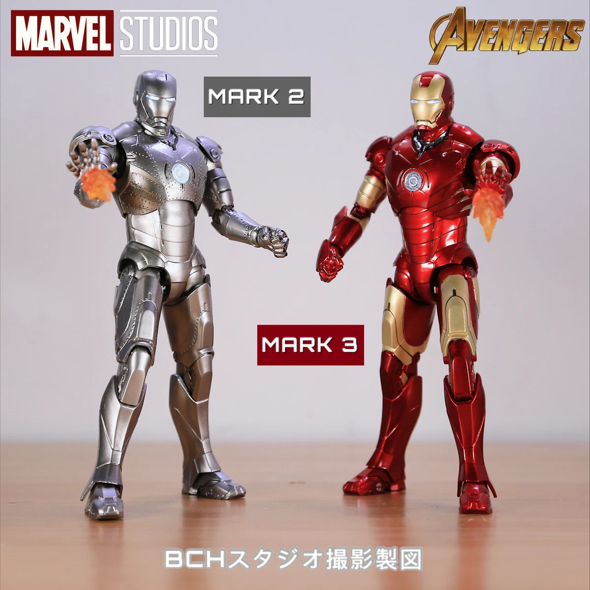 Marvel Iron Man MK2 Action Figure LED Light UP MK3 1 12 PVC Model