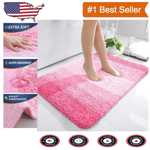 High Pile Pink Bathroom Rug 36x24 - Ultra-Comfort, Stain-Resistant Home Decor