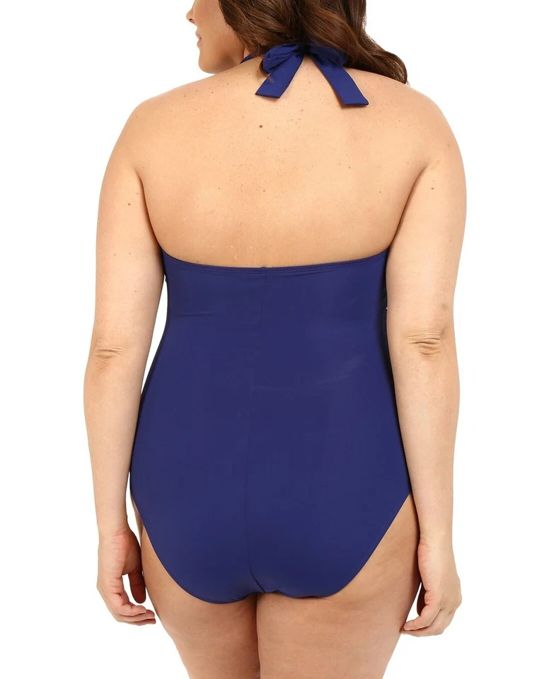 Bleu Rod Beattie Womens Plus Size Jet Set Go Plunge Halter One Piece Size 22 - Image 3 of 3