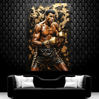 LEINWAND BILD ER XXL POPART ABSTRAKT BOXER BOXEN SPORT SCHWARZ GOLD WAND POSTER