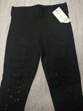 LEGGINGS DONNA CON TAGLI E PIZZO- FINE SERIE,TG,S/M ,ANTI STRESS,SLIM,COTONE,