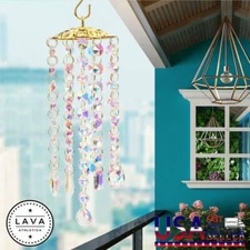 Colorful Crystal Wind Chimes Hanging Suncatcher Pendant Home Garden Decor LAVA