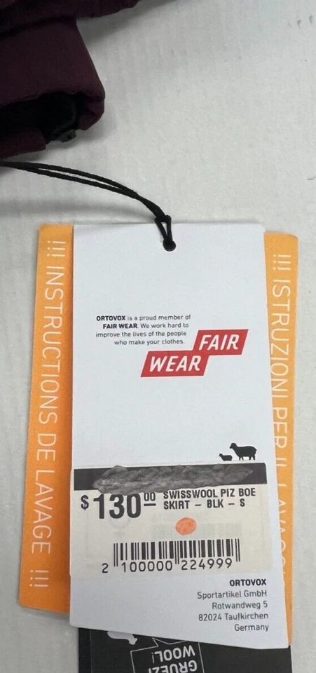 $130 Orthovox Swisswool Piz Boe Falda de Nieve Nueva con Etiquetas Talla S Ligera Para Mujer Negra Foto 2 de 4