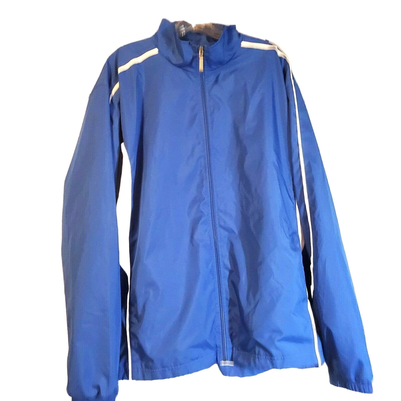Blue Track Jacket Windbreaker by Augusta Sportswear Size XL Zip Front Drawstring