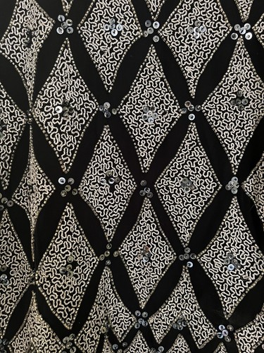 VTG Papell Boutique Evening Beaded Silk Shell Top Blouse Sleeveless Geometric M - Picture 2 of 6