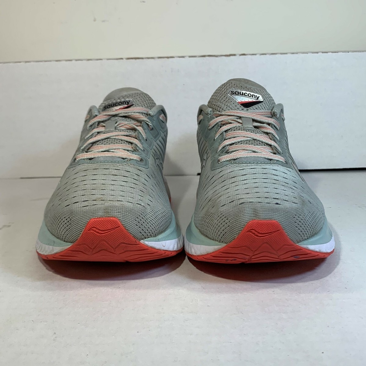 Saucony Guide 13 Women's Running Shoe Size 10 Sky Grey Green Coral S10548-45 View 2