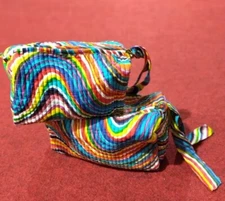 Indian Multi Striped Print Toiletry Bag Unisex Makeup Bag Waterproof 3 Pcs. Set