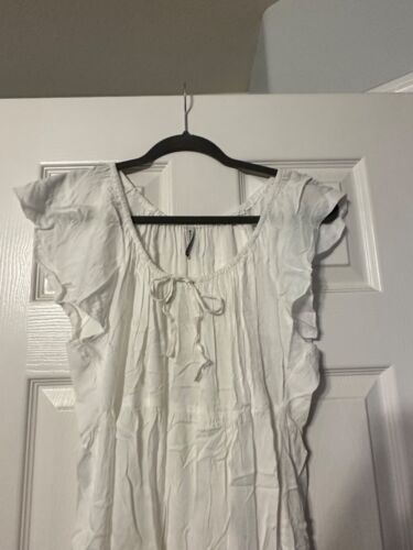 NWT~Women's~ Off the Shoulder~Cover-Up Dress~Drawstring Neck~White~Size Medium - Picture 3 of 6