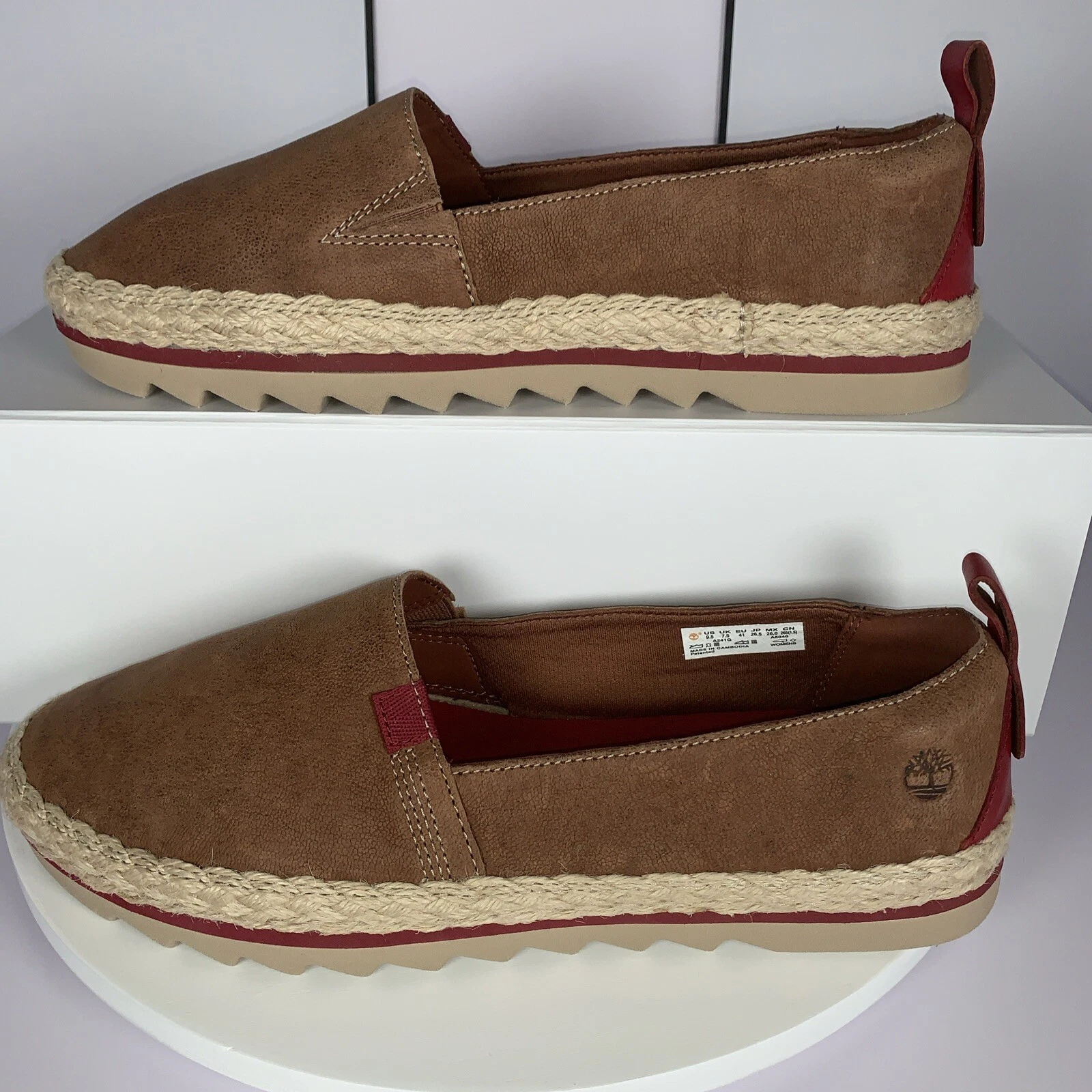Scarpe mocassino Timberland donna Barcelona Bay classiche in pelle nabuk 9 NUOVE