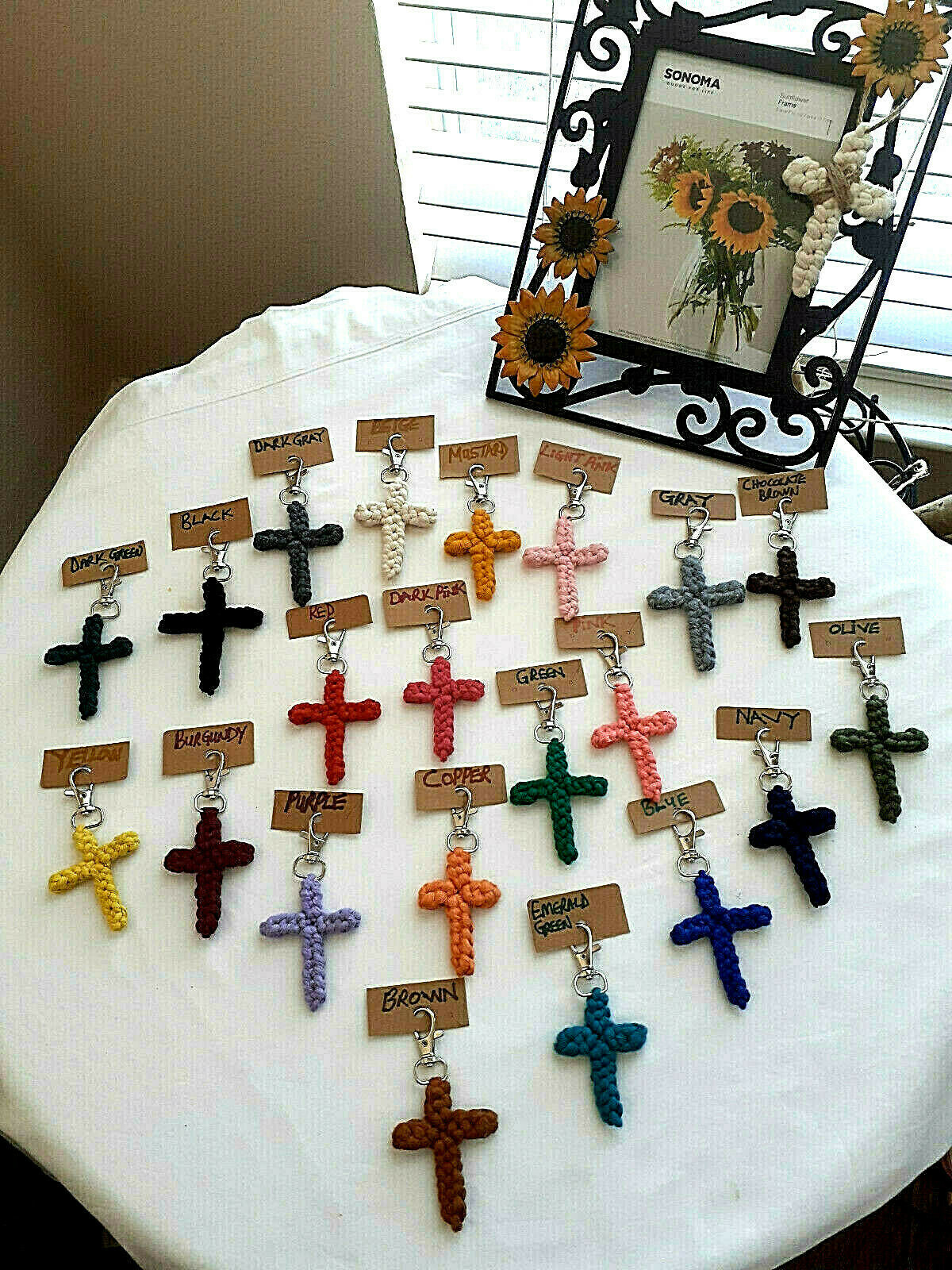 Coss Rope Key Chain Cotton Rope Cross Keychain, Set of 5 Cross Keychain, Gift, Religious ...