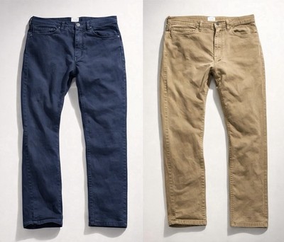Flint and Tinder Straight Fit Tapered Fit Khaki/Blue Pants 2 Pairs Men Sz 32x32
