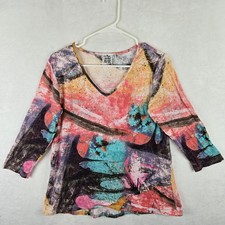 Parsley  Sage Colorful Artsl To Wear Pullover 3/4 Sleeve Tunic Top Size S
