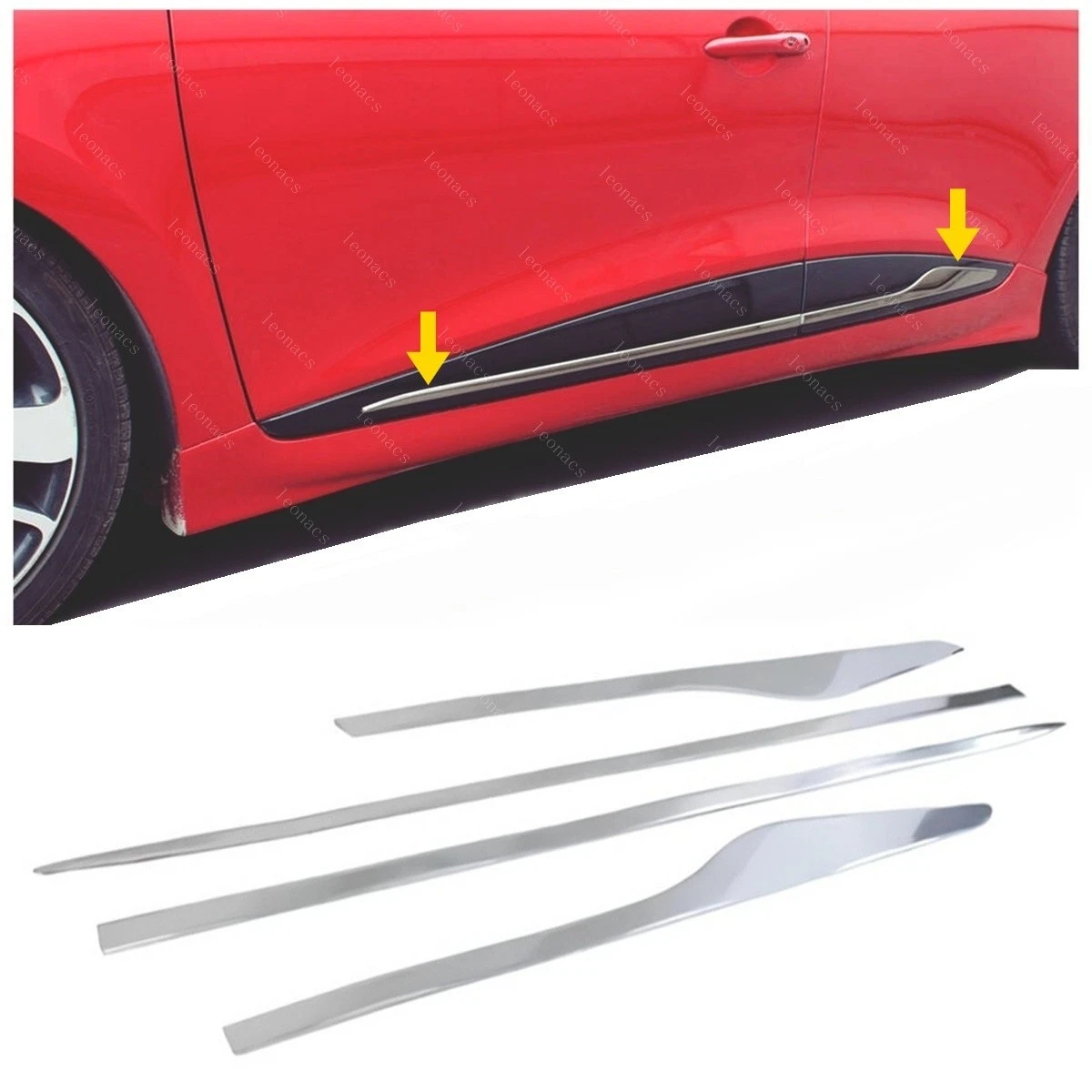 Garnitures Chromées Pour Portières Renault Clio IV (2012+) - Mabi Automotive Parts - Acier Inoxydable