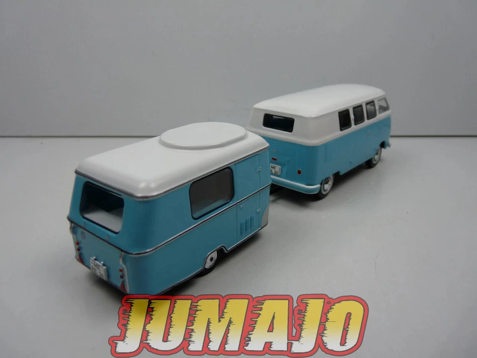 CCE204 1/43 camping cars hachettes IXO Cadeau : Volkswagen Kombi T1 + Caravane - Photo 3/4
