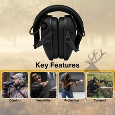 Walkers Razor Slim Electronic Bluetooth Quad Black Muff with Case Bundle