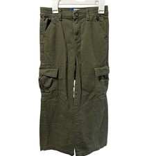 Old Navy Boys Olive Green Cargo Pants Size M 8 Utility Twill Elastic Waist