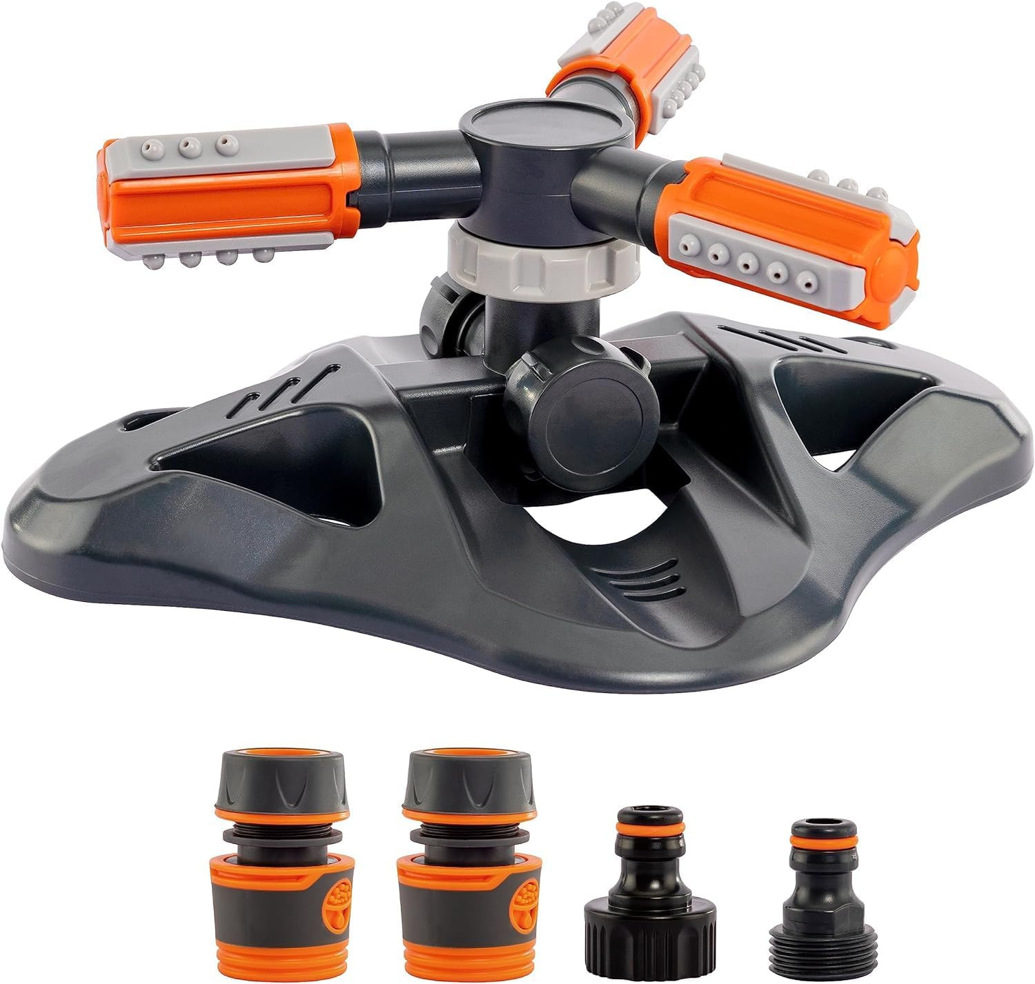 6142X - Irrigatore Da Giardino a 3 Braccia Con Rotazione Automatica a 360° + Rac