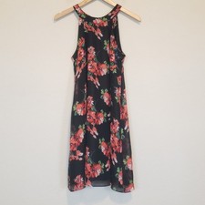 Betsey Johnson Black Red Green Floral Print Sleeveless Shift Dress Women's 2