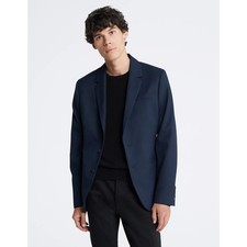 Calvin Klein Men's Navy Two Button Casual Slim-Fit Refined Twill Blazer Size XL