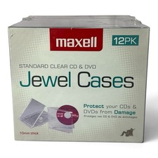 Maxell 190069d CD-360 Replacement CD/DVD Jewel Boxes Plastic 12 Pack Clear