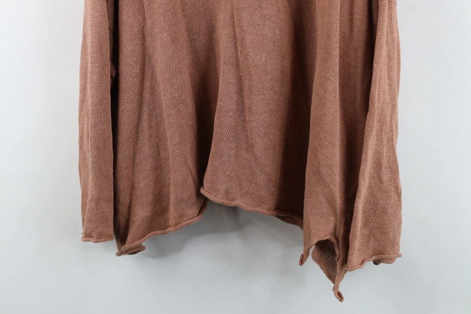 Eskandar Womens One Size Boxy Fit Cropped Linen Knit Funnel Turtleneck Sweater - Image 3 of 4