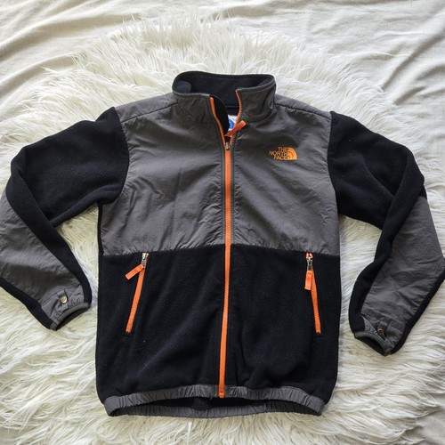 North Face Jacket Boys Size Large 14/16 Denali Fleece Black Gray Polartec Zip Up