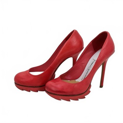 Camilla Skovgaard Rote Leder Punk Bohemian Stiletto Heels Größe UK 3 EU 36 Damen