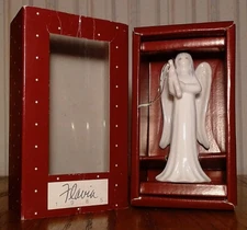 Vintage 1985 Flavia Weedn Porcelain ANGEL / Harp New in Box Christmas Ornament