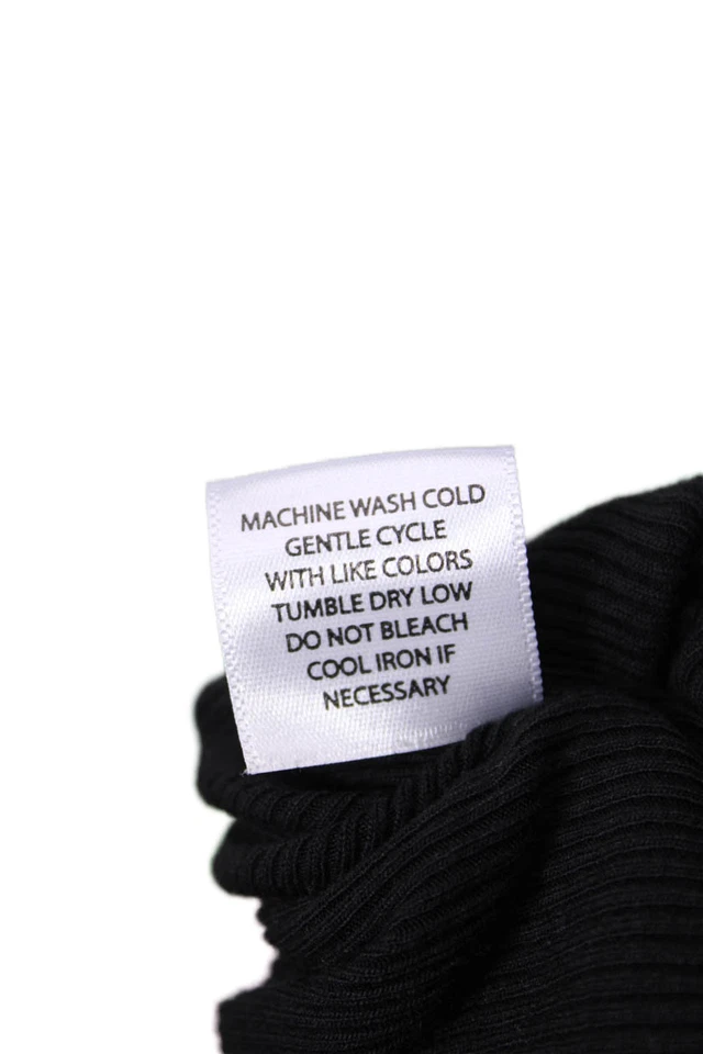 LNA Womens Ribbed Long Sleeve Hook + Eye Closure Crop Top Black Size S - Image 4 of 4